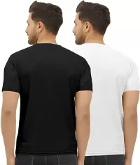 Pack of 2 BLACK-WHITE-2Pcs COMBO Men Striped Round Neck Polyester T-Shirt-thumb2