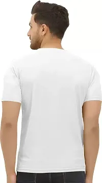 Men Striped Round Neck Polyester White T-Shirt-thumb2