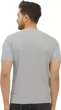 Men Striped Round Neck Polyester Grey T-Shirt-thumb2