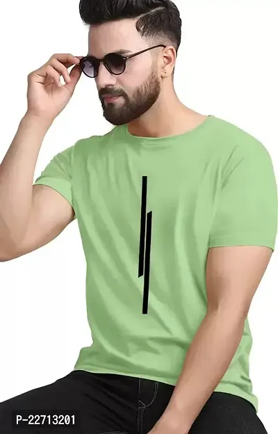 Men Striped Round Neck Polyester T-Shirt-thumb0