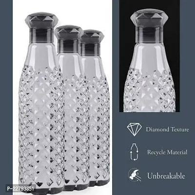 Crystal Diamond Texture Plastic Water Bottle for Fridge for Home for Office With BPA Free and Leak Free 1000 ml Black (Pack of 4)