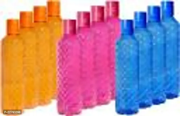 Crystal Diamond Texture Plastic Water Bottle for Fridge for Home for Office With BPA Free and Leak Free 1000 ml Multi Color (Pack of 12)-thumb0