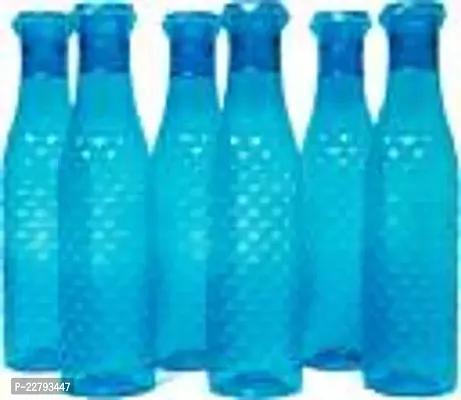 Crystal Sky Blue Water Bottle Set of 6 , 1 litre, Plastic Fridge Water Bottle Set, Ideal for Office, Sports, School, Travelling, Gym, Yoga, Checkered Pattern,