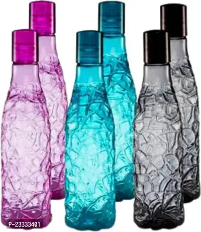 Crystal Diamond Texture Multi Colour Plastic Water Bottle for Fridge for Home for Office With BPA Free and Leak Free 1000 ml Pack of 6-thumb0