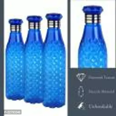 Crystal Diamond Texture Plastic Water Bottle for Fridge for Home for Office With BPA Free and Leak Free 1000 ml Blue (Pack of 4)