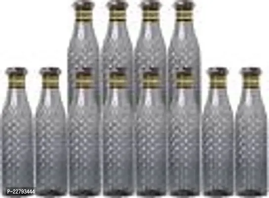 Crystal Water Bottle for Fridge, for Home Office Gym School Boy, Unbreakable 1000 ml Bottlenbsp;nbsp;(Pack of 12, Black, Plastic)