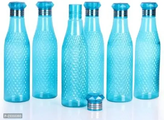 Crystal Diamond Texture Plastic Water Bottle for Fridge for Home for Office With BPA Free and Leak Free 1000 ml Sky Blue Pack of 6-thumb0