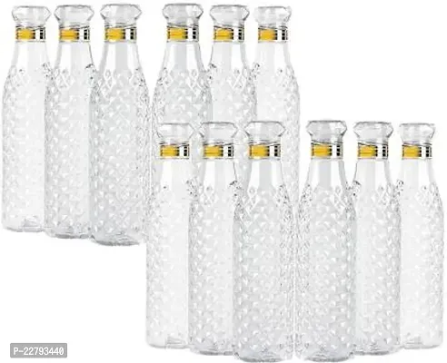 Crystal Water Bottle for Fridge, for Home Office Gym School Boy, Unbreakable 1000 ml Bottlenbsp;nbsp;(Pack of 12, Clear, Plastic)