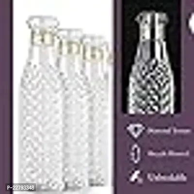 Crystal Diamond Texture Plastic Water Bottle for Fridge for Home for Office With BPA Free and Leak Free 1000 ml White (Pack of 4)