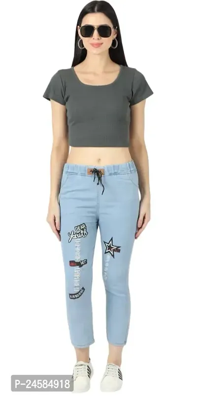 Women  Denim Printed Jegging-thumb0