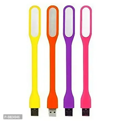 Mini Adjustable Book USB LED Light Night Lamps for Power Bank , PC Laptop Computer Keyboard , Flexible Goose Neck Reading ( Multicoloured ) (Pack of 4)-thumb0