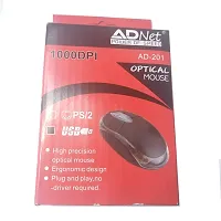 Adnet AD-201 1000DPI High Precision Optical Mouse Ergonomic Design Plug  Plag Mouse-thumb1