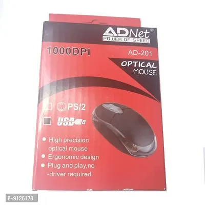 Adnet AD-201 1000DPI High Precision Optical Mouse Ergonomic Design Plug  Plag Mouse-thumb2