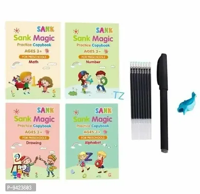 Magic Practice Copybook,(4 BOOKS +1 pen+1 Grip + 8 REFILL) Number Tracing Book for Preschoolers with Copybook Set Practical Reusable Writing Tool Simple Hand (MATHS+DRAWING+ALPHABET+NUMBER)-thumb3