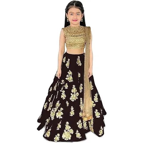 Femisha Creation Taffeta Satin Girls Lehenga Choli (14-15, Blue)