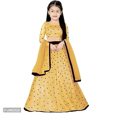 ClothesShop Girl's Net Semi-Stitched Lehenga Choli