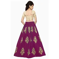 Clothes Shop Multi Taffeta Satin Heavy Work Kids Girls Wedding Wear Semi Stitched Lehenga Choli-thumb1