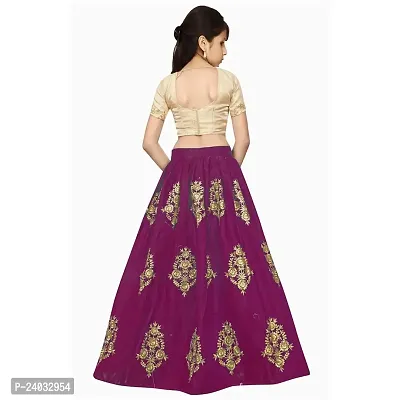 Clothes Shop Multi Taffeta Satin Heavy Work Kids Girls Wedding Wear Semi Stitched Lehenga Choli-thumb2