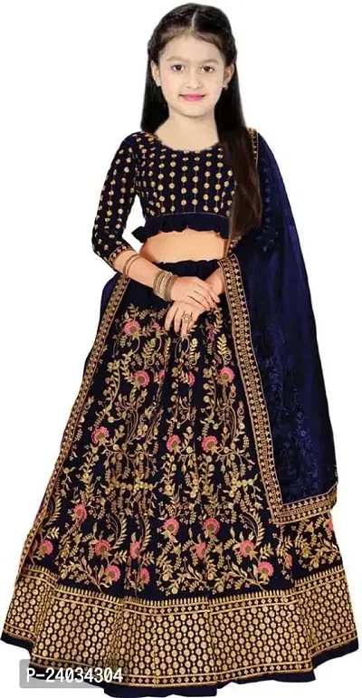 ClothesShop Girls Silk Semi Stitched Lehenga Choli