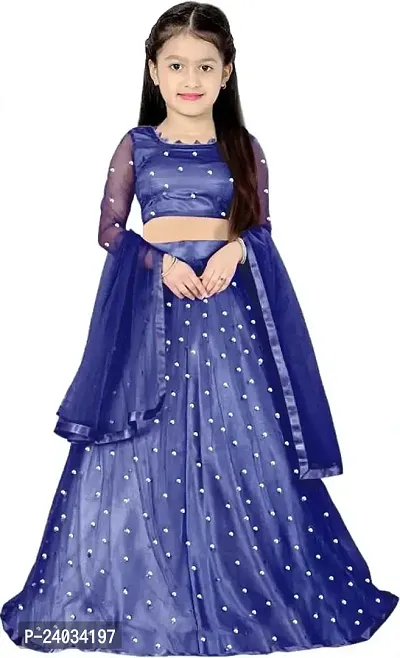 Clothesshop Girl's Net Semi-Stitched Lehenga Choli