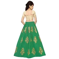 Clothes Shop Multi Taffeta Satin Heavy Work Kids Girls Wedding Wear Semi Stitched Lehenga Choli-thumb1