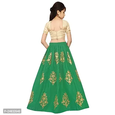 Clothes Shop Multi Taffeta Satin Heavy Work Kids Girls Wedding Wear Semi Stitched Lehenga Choli-thumb2