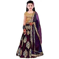 Clothes Shop Wine Taffeta Satin Heavy Work Girls Wedding Wear Semi Stitched Lehenga Choli-thumb1