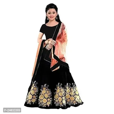 Clothesshop Girl's Satin Semi-stitched Lehenga Choli-thumb0