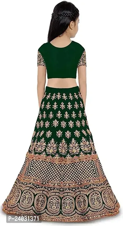 ClothesShop Girl's Satin Semi-stitched Lehenga Choli-thumb2