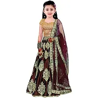 Clothes Shop Maroon Color Taffeta Satin Kids Girls Wedding Wear Semi Stitched Lehenga Choli_Suitable To 8-13 Years Girls-thumb1