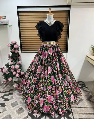 Girls Flower Party Wear Full Stitched Lehenga Choli