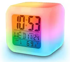 AASMA Colour Changing Digital LED Alarm Clock for Table Home Decor Desk Night Table Watch Temperature/Day/Month/Date/Time/Alarm (Plastic, Multicolour)-thumb4