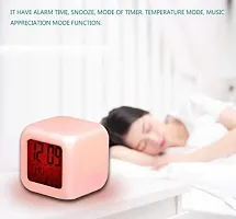 AASMA Colour Changing Digital LED Alarm Clock for Table Home Decor Desk Night Table Watch Temperature/Day/Month/Date/Time/Alarm (Plastic, Multicolour)-thumb1