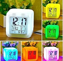 AASMA Colour Changing Digital LED Alarm Clock for Table Home Decor Desk Night Table Watch Temperature/Day/Month/Date/Time/Alarm (Plastic, Multicolour)-thumb2