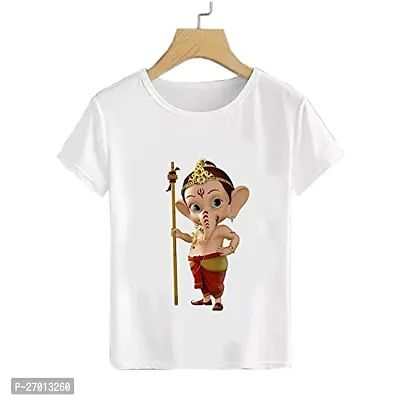 Stylish White Cotton Blend Printed Tees For Boys