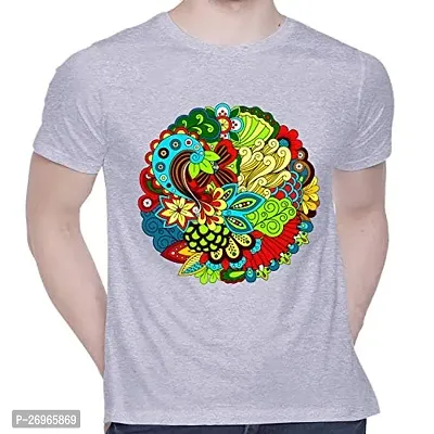 Reliable Grey Cotton Printed Round Neck Tees For Men-thumb0