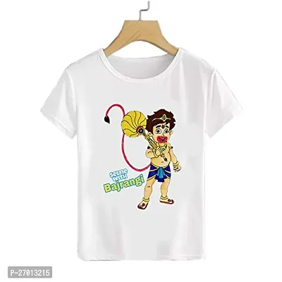 Stylish White Cotton Blend Printed Tees For Boys