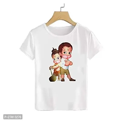 Stylish White Cotton Blend Printed Tees For Boys-thumb0