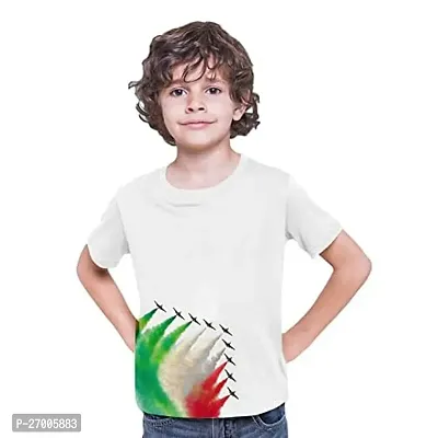 Stylish White Cotton Printed T-shirts For Boys-thumb0