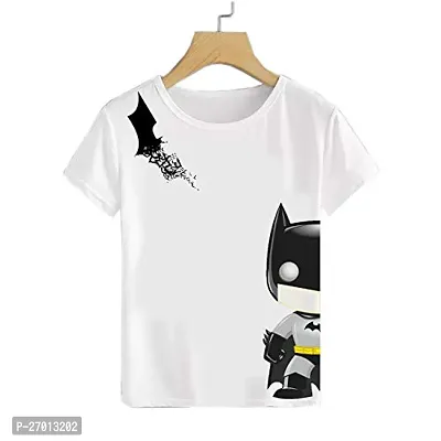 Stylish White Cotton Blend Printed Tees For Boys-thumb0