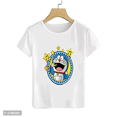 Stylish White Cotton Printed T-shirts For Boys