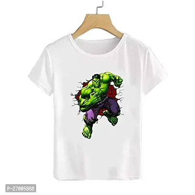 Stylish White Cotton Printed T-shirts For Boys-thumb0