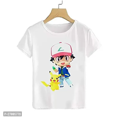 Stylish White Cotton Blend Printed T-shirts For Boys