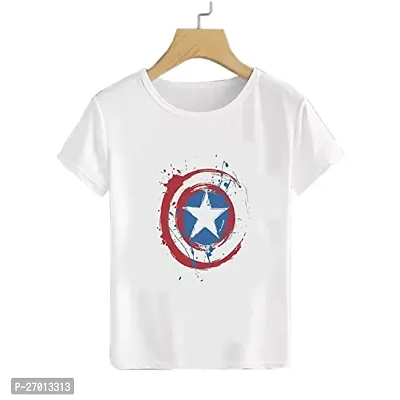 Stylish White Cotton Blend Printed Tees For Boys-thumb0