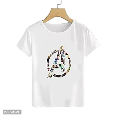 Stylish White Cotton Blend Printed T-shirts For Boys-thumb0