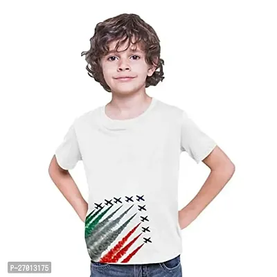 Stylish White Cotton Blend Printed Tees For Boys