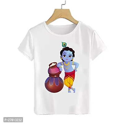 Stylish White Cotton Blend Printed Tees For Boys