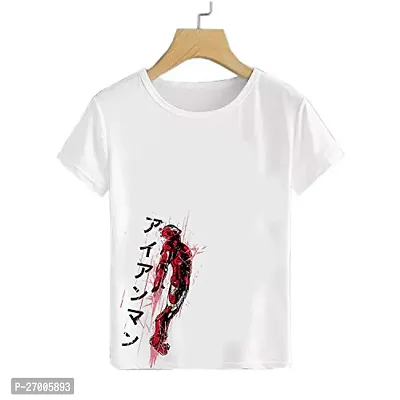 Stylish White Cotton Printed T-shirts For Boys