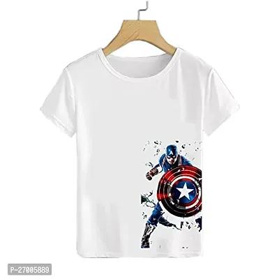 Stylish White Cotton Printed T-shirts For Boys