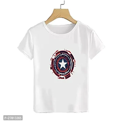 Stylish White Cotton Blend Printed Tees For Boys-thumb0